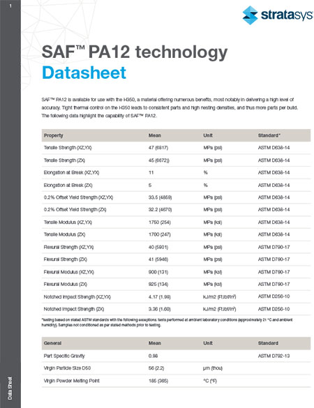 Stratasys SAF PA12