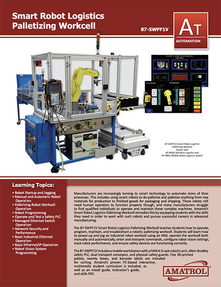 Amatrol Smart Robot Logistics Palletizing Workcell 87-SWPF1V
