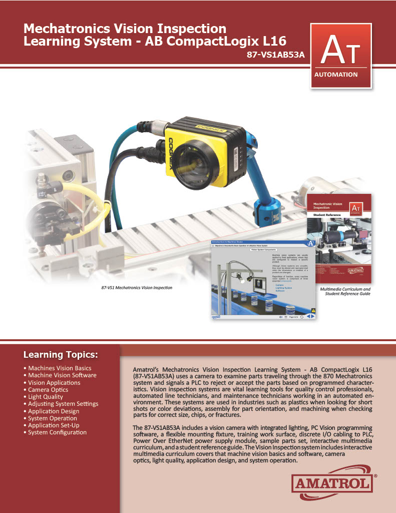 Amatrol Smart Factory Vision Inspection 87-VS1AB53A