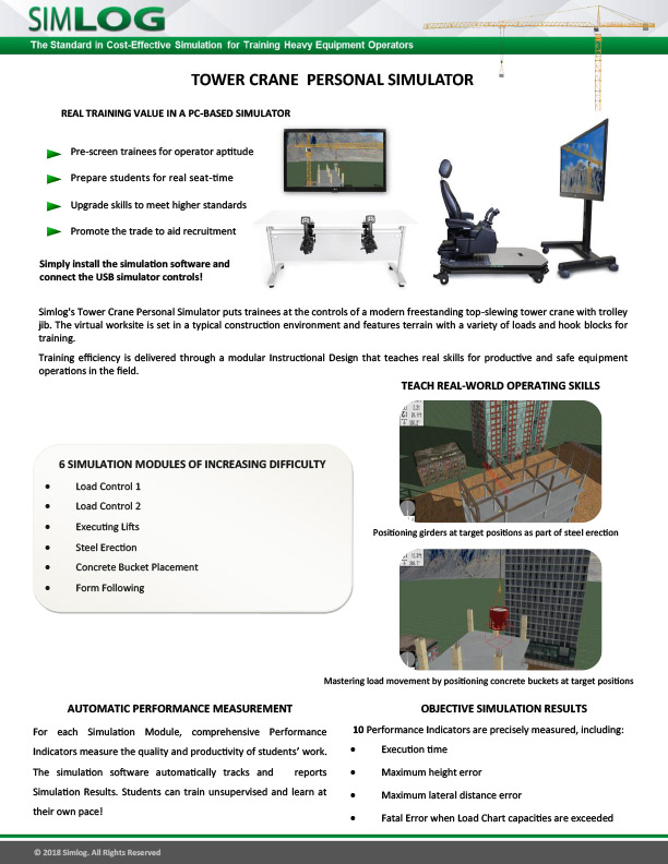 Simlog Tower Crane Personal Simulator Brochure